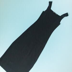 Peruvian Connection Black 100% Pima Cotton Square Neck Midi Dress Size XSmall